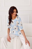 Versatile Blouse with Buffet Sleeves and Round Neckline