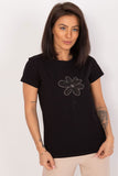 Charming Casual Blouse with Flower Detail and Short Sleeves