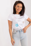 Embroidered Flower Casual Blouse with Decorative Lettering