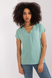 Elegant Casual Blouse with Heart Neckline and Short Sleeves