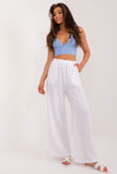 Comfortable High Rise Fabric Pants with Pockets and Tie Waist