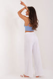 Comfortable High Rise Fabric Pants with Pockets and Tie Waist