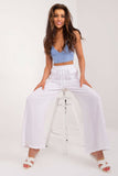 Comfortable High Rise Fabric Pants with Pockets and Tie Waist