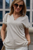 Kimono-Style Blouse with Falling Sleeves and Gold Thread