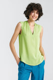 Elegant Sleeveless Blouse with Subtle V-Neckline in Lime
