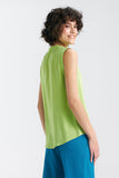 Elegant Sleeveless Blouse with Subtle V-Neckline in Lime