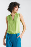 Elegant Sleeveless Blouse with Subtle V-Neckline in Lime