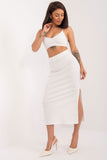 Casual Midi Skirt with Ribbed Texture and Side Slit