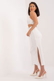 Casual Midi Skirt with Ribbed Texture and Side Slit