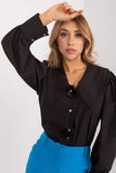 Elegant Women's Shirt with Decorative Brooches and Collar