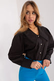Elegant Women's Shirt with Decorative Brooches and Collar