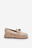 Stylish Leather Moccasins with Shiny Loop Detail