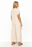 Elegant Women's Airy Blouse and Wide-Leg Pants Set