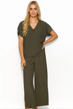 Elegant Women's Airy Blouse and Wide-Leg Pants Set