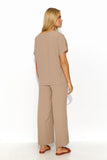Airy Women's Blouse and Wide-Leg Pants Set in Chic Colors