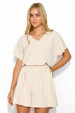 Timeless Women's Casual Set with Heart Neckline Blouse