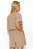 Timeless Women's Casual Set with Heart Neckline & Pockets