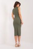 Elegant Ribbed Fabric Summer Dress with Floral Detail