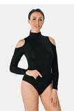 Elegant Cut-Out Bodysuit with Stand-Up Collar