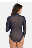 Elegant Blue Mesh Bodysuit for Sensual Style and Comfort