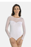 Elegant White Long Sleeve Bodysuit with Heart Cut-Out