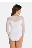 Elegant White Long Sleeve Bodysuit with Heart Cut-Out