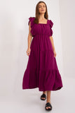 Sleeveless Loose Cut Long Summer Dress with Square Neckline