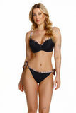 Leopard Print Bathing Bra with Piping and Push-Up Insert