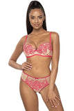 Beige Mesh Classic Cut Thong with Lace and Bow Detail