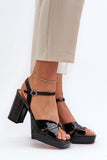 Elegant Shiny Women's Sandals with Adjustable Buckle