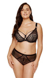 Elegant Semi-Padded Bra with Animal Lace Trim and Tulle