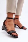 Elegant Eco-Leather Women's Sandals with Ornamented Heel