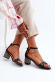 Elegant Eco-Leather Women's Sandals with Ornamented Heel