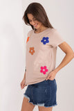 Charming Floral Cotton Blouse with Zircon Accents