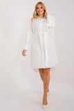 Elegant Asymmetrical Everyday Dress with Flower Brooch