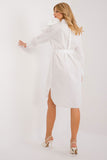Elegant Asymmetrical Everyday Dress with Flower Brooch