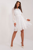 Elegant Flared Cocktail Dress with Floral Embroidery