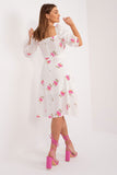Floral Midi Summer Dress with Ruffle Sleeves and Tie Belt