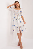 Floral Midi Summer Dress with Ruffle Sleeves and Belt