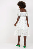 Floral Midi Summer Dress with Ruffle Sleeves and Tie Belt