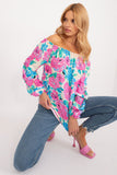 Floral Comfort Blouse with Spanish Neckline and Buff Sleeves