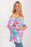 Floral Comfort Blouse with Spanish Neckline and Buff Sleeves