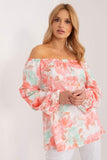 Floral Long Sleeve Blouse with Spanish Neckline