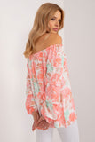 Floral Long Sleeve Blouse with Spanish Neckline