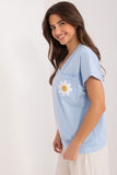 Embroidered Flower Blouse with Zircon Pocket Detail