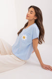 Embroidered Flower Blouse with Zircon Pocket Detail