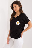Embroidered Flower Blouse with Heart Neckline and Pocket