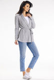 Shawl Collar Loose Sweater with Belt for Spring Evenings
