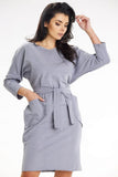 Kimono Sleeve Dress with Heart Neckline and Pockets