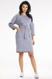 Kimono Sleeve Dress with Heart Neckline and Pockets
